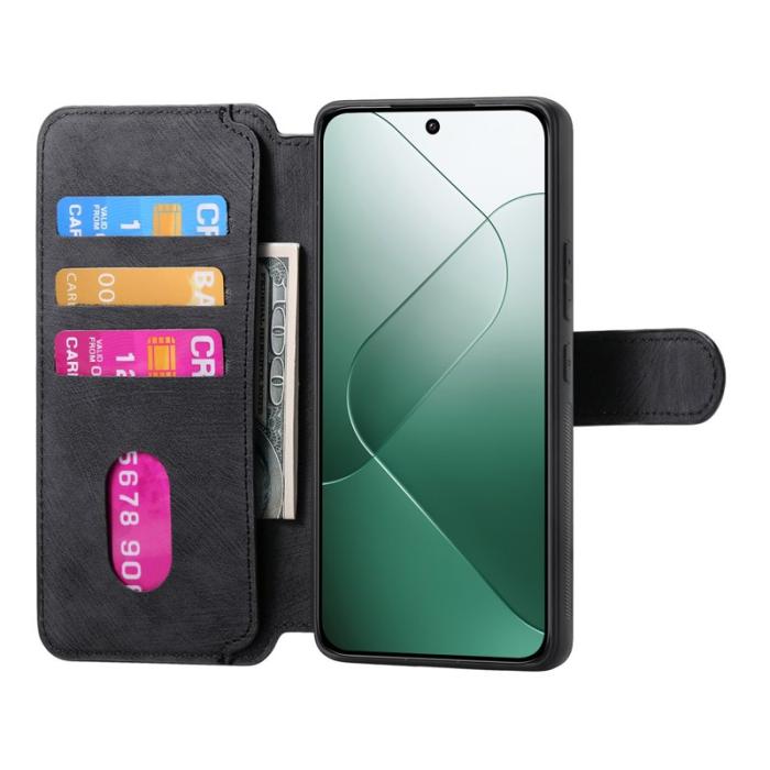 CASENEO - CASENEO Xiaomi 14 Magnetisk Fodral Läder Plånbok Svart