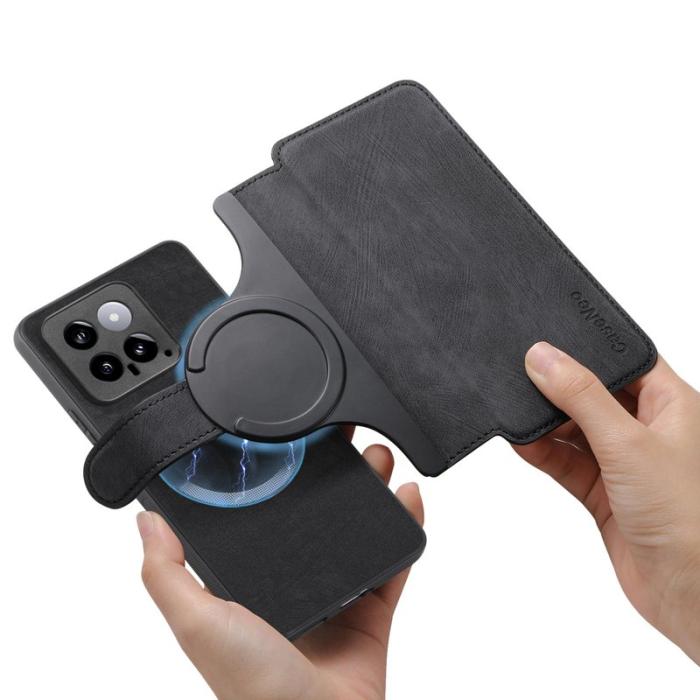 CASENEO - CASENEO Xiaomi 14 Magnetisk Fodral Läder Plånbok Svart