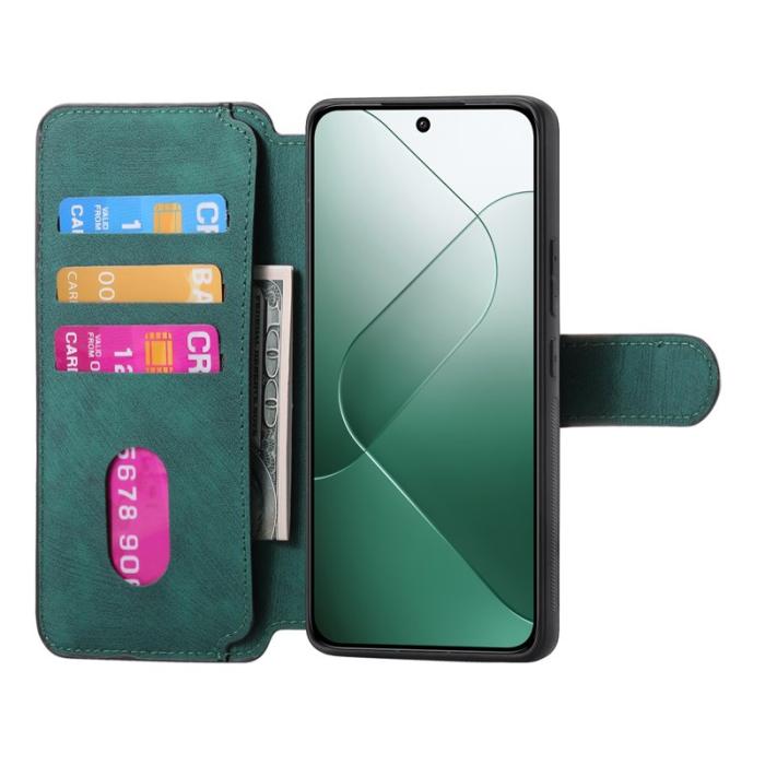 CASENEO - CASENEO Xiaomi 14 Magnetiskt Fodral i Läder - Grön