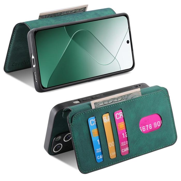 CASENEO - CASENEO Xiaomi 14 Magnetiskt Fodral i Läder - Grön