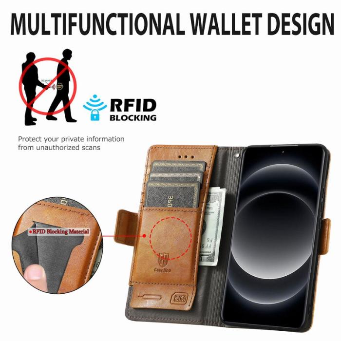CASENEO - CASENEO Xiaomi 14 Ultra Fodral PU Läder med RFID - Ljusbrun