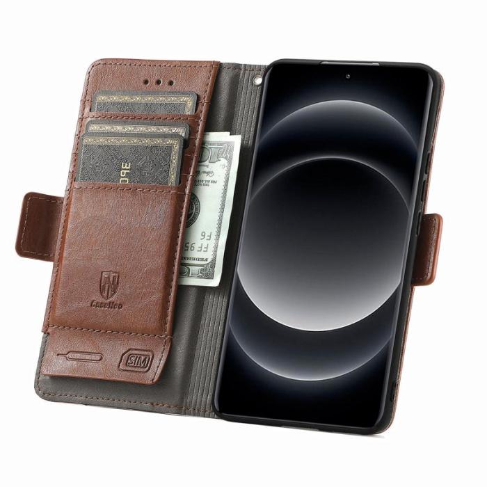 CASENEO - CASENEO Xiaomi 14 Ultra Fodral PU Läder med Ställ Dark Brown