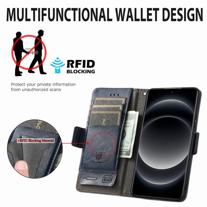 CASENEO - CASENEO Xiaomi 14 Ultra Fodral PU Läder Ställ med RFID Blå