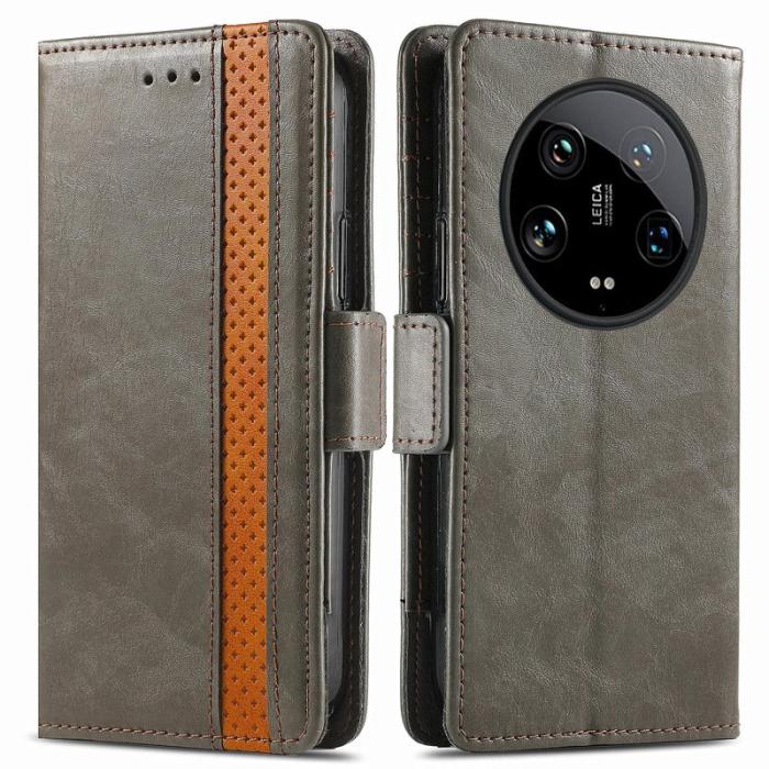 CASENEO - CASENEO Xiaomi 14 Ultra Fodral PU Läder Ställ med RFID - Grå