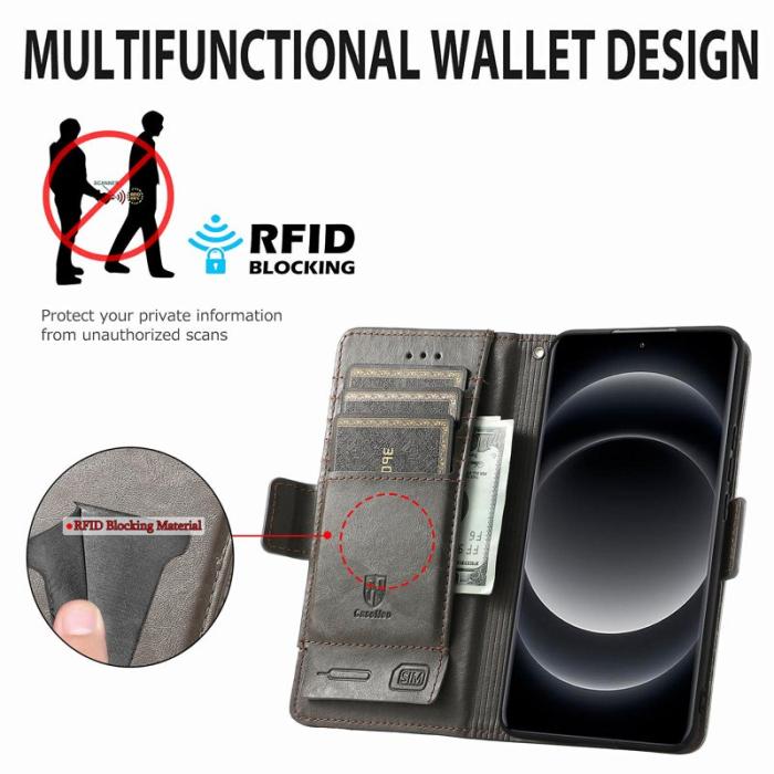 CASENEO - CASENEO Xiaomi 14 Ultra Fodral PU Läder Ställ med RFID - Grå