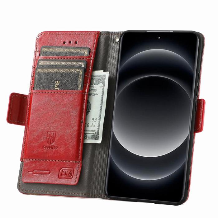 CASENEO - CASENEO Xiaomi 14 Ultra Fodral PU Läder Ställ med RFID Röd