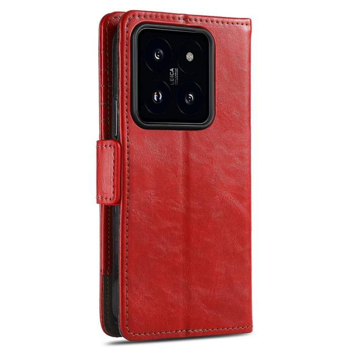 CASENEO - CASENEO Xiaomi 14T Skal PU Läder Fodral med RFID - Röd