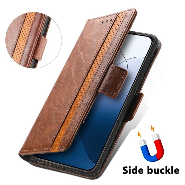 CASENEO - CASENEO Xiaomi 14T Pro Fodral PU Läder Ställ Dark Brown