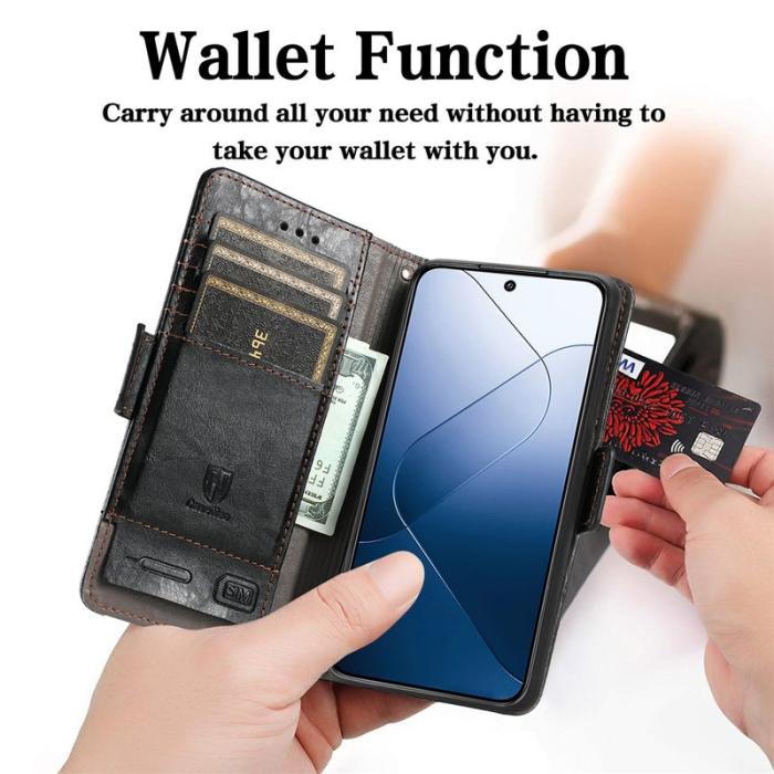 CASENEO - CASENEO Xiaomi 14T Pro Fodral PU Läder Ställ med RFID Grå