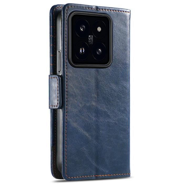 CASENEO - CASENEO Xiaomi 14T Pro Fodral PU Läder Ställ med RFID - Mörkblå