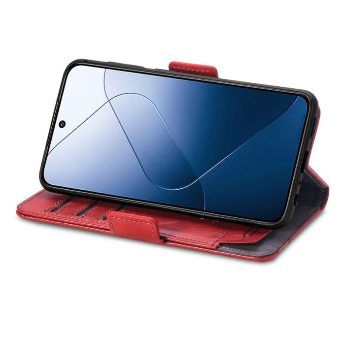 CASENEO - CASENEO Xiaomi 14T Pro Fodral PU Läder Ställ med RFID Röd