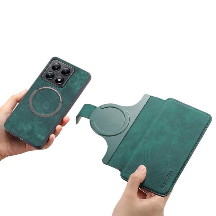 CASENEO - CASENEO Xiaomi 14T Pro Magnetiskt Fodral i Läder - Grön
