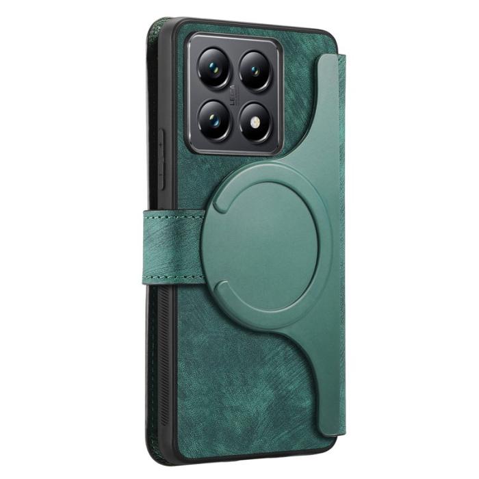 CASENEO - CASENEO Xiaomi 14T Pro Magnetiskt Fodral i Läder - Grön