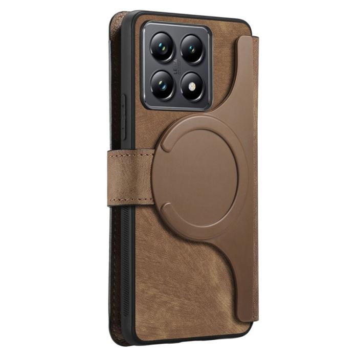 CASENEO - CASENEO Xiaomi 14T Pro Magnetiskt Fodral Läder - Brun