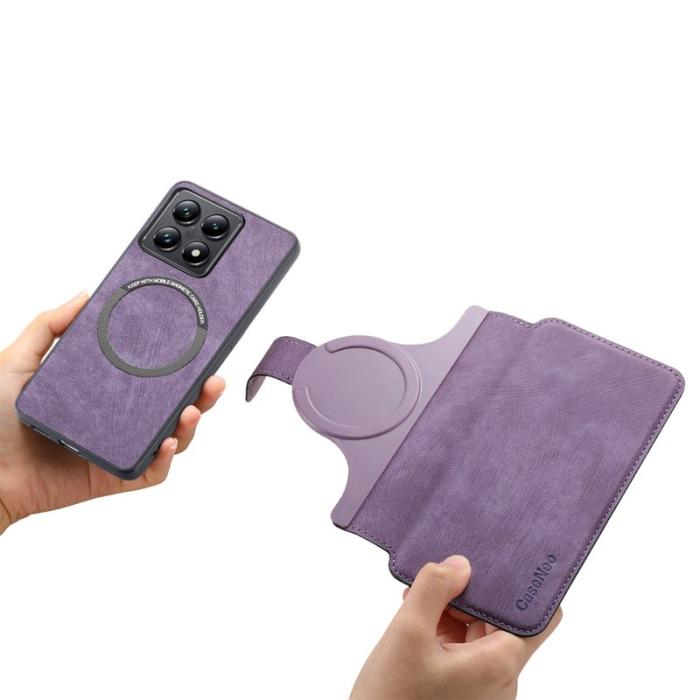 CASENEO - CASENEO Xiaomi 14T Pro Magnetiskt Fodral Läder Plånbok Lila