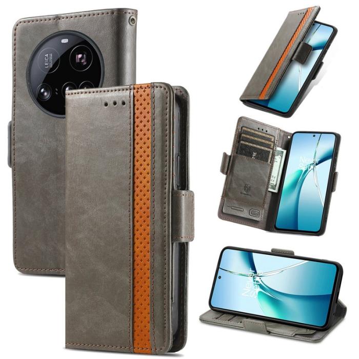 CASENEO - CASENEO Xiaomi 15 Ultra Skal PU Läder Ställ med RFID Grå