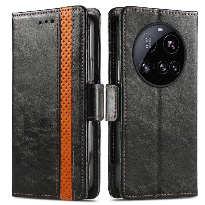 CASENEO - CASENEO Xiaomi 15 Ultra Skal PU Läder Ställ med RFID - Svart