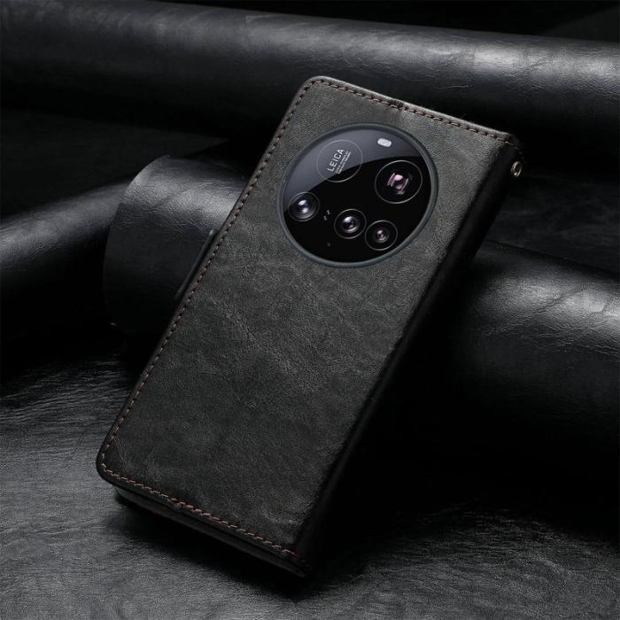 CASENEO - CASENEO Xiaomi 15 Ultra Skal PU Läder Ställ med RFID - Svart