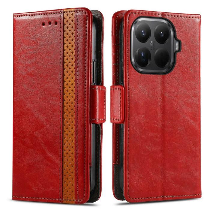CASENEO - CASENEO Xiaomi 15T Pro Skal PU Läder Ställ med RFID Blockering Röd