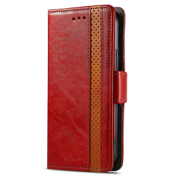 CASENEO - CASENEO Xiaomi 15T Pro Skal PU Läder Ställ med RFID Blockering Röd