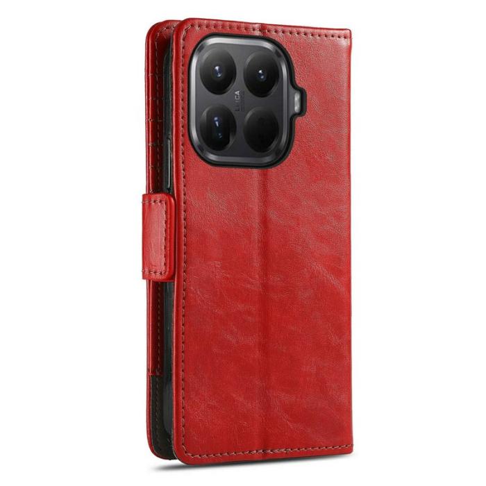 CASENEO - CASENEO Xiaomi 15T Pro Skal PU Läder Ställ med RFID Blockering Röd