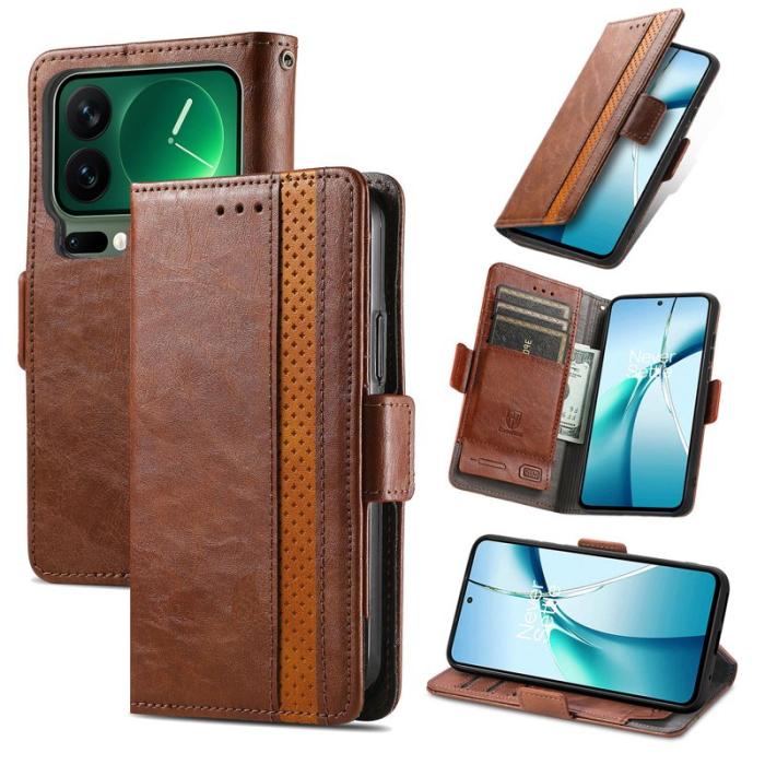 CASENEO - CASENEO Xiaomi 17 Pro Skal PU Läder Fodral med RFID - Mörkbrun