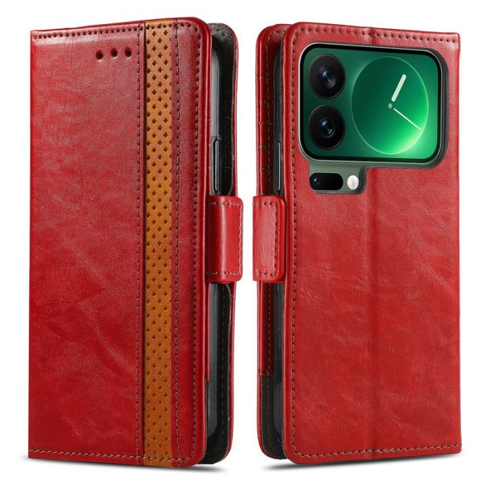 CASENEO - CASENEO Xiaomi 17 Pro Skal PU Läder Ställ med RFID Blockering Röd