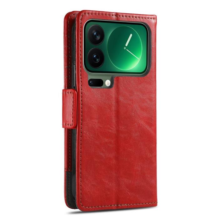 CASENEO - CASENEO Xiaomi 17 Pro Skal PU Läder Ställ med RFID Blockering Röd