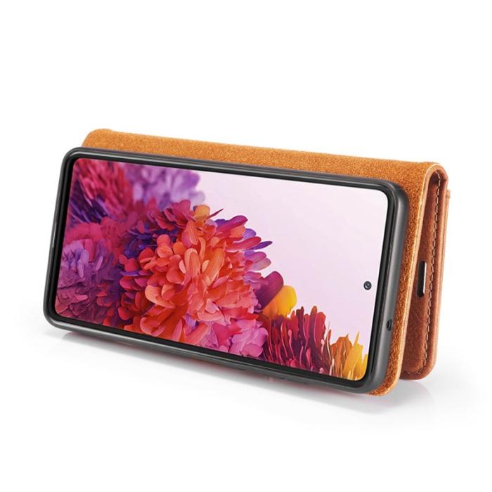 DG.MING - DG.MING 2-i-1 Läderplånbok + PC Baksida för Samsung Galaxy S20 FE - Brun