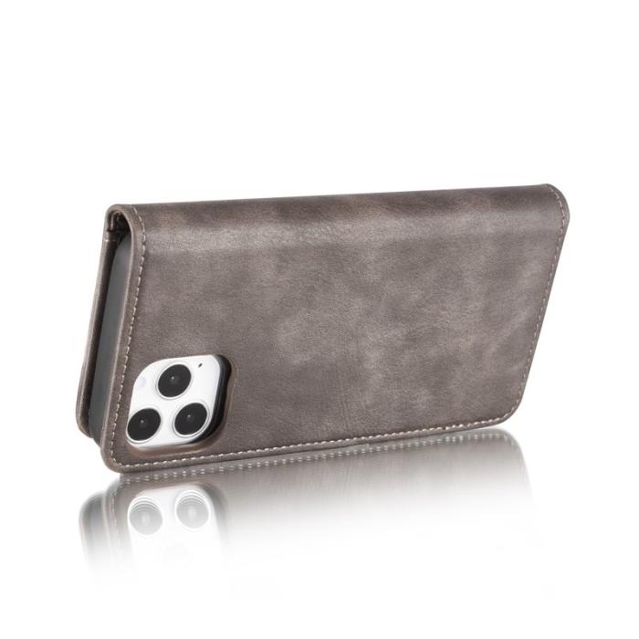 DG.MING - DG.MING 2-in-1 Läderplånbok + PC Skal för iPhone 12 Pro - Grå