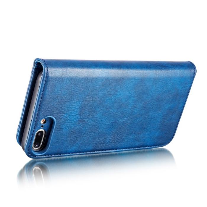 DG.MING - DG.MING 2-in-1 Plånboksfodral i Splitläder för iPhone 7 Plus - Blå