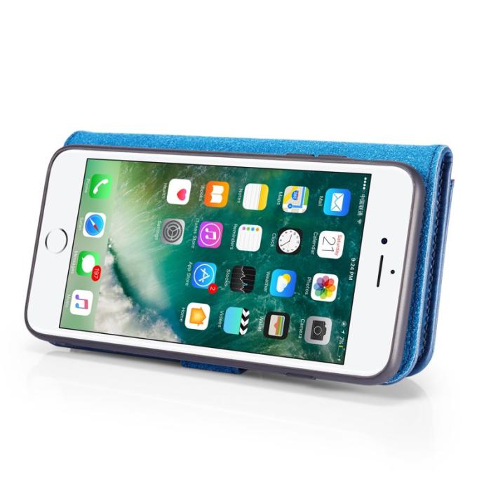DG.MING - DG.MING 2-in-1 Plånboksfodral i Splitläder för iPhone 7 Plus - Blå