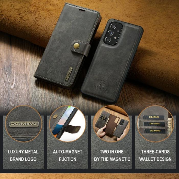DG.MING - DG.MING Galaxy A53 5G Fodral i delbart läder - Grå