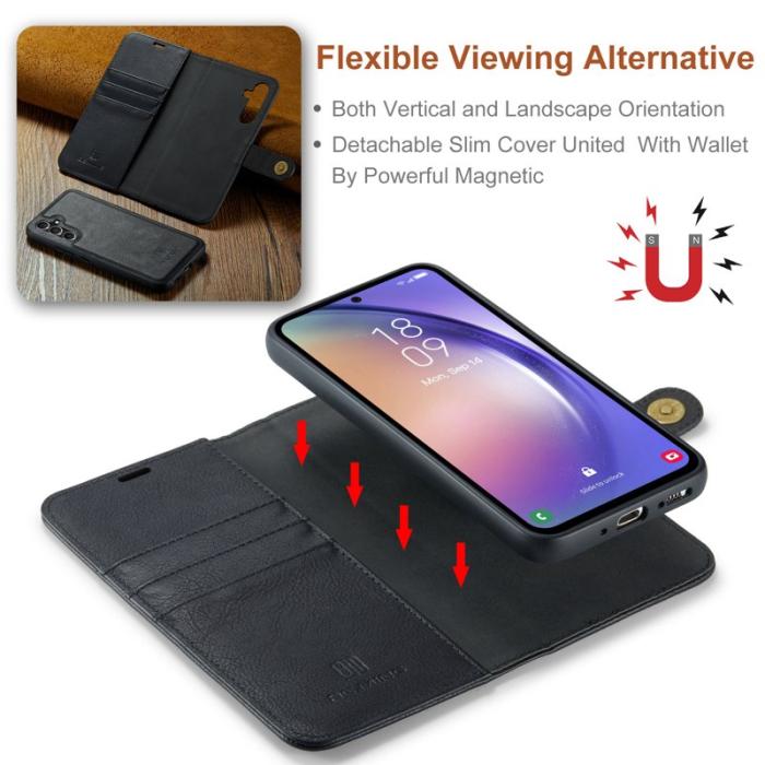 DG.MING - DG.MING Galaxy A54 5G Plånboksfodral i Äkta läder med ställ - Svart