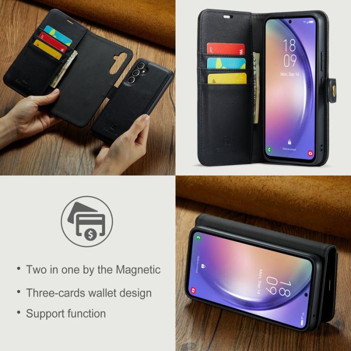 DG.MING - DG.MING Galaxy A54 5G Plånboksfodral i Äkta läder med ställ - Svart