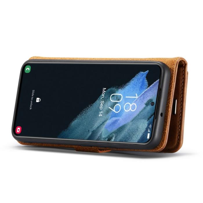 DG.MING - DG.MING Galaxy S23+ Fodral i Splitläder med Ställ - Brun