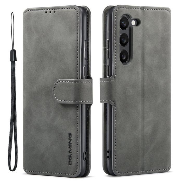 DG.MING - DG.MING Galaxy S23+ Retro PU Läder Fodral Full Skydd Grå