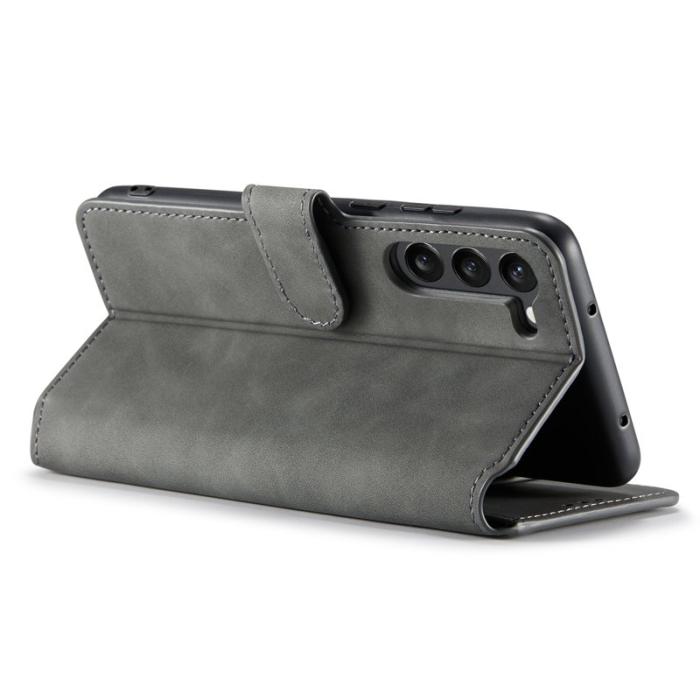 DG.MING - DG.MING Galaxy S23+ Retro PU Läder Fodral Full Skydd Grå