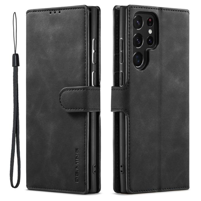 DG.MING - DG.MING Galaxy S23 Ultra Fodral Retro PU Läder Svart