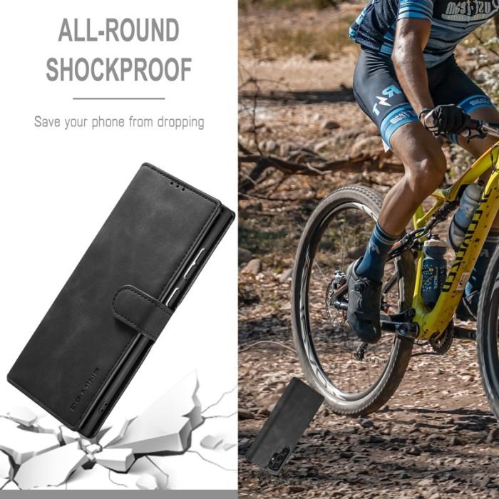 DG.MING - DG.MING Galaxy S23 Ultra Fodral Retro PU Läder Svart