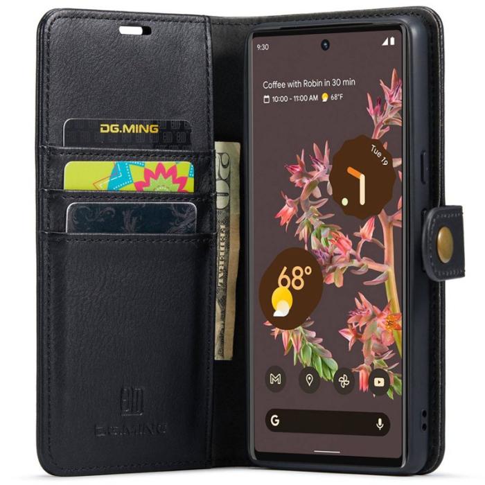 DG.MING - DG.MING Google Pixel 7 5G Fodral i svart läder med ställning