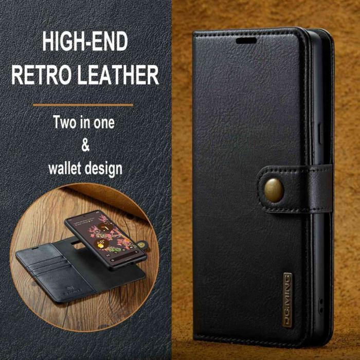 DG.MING - DG.MING Google Pixel 7 5G Fodral i svart läder med ställning