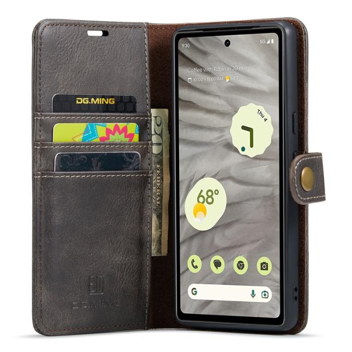 DG.MING - DG.MING Google Pixel 7a Fodral i Delbart Magnetiskt Läder - Grå