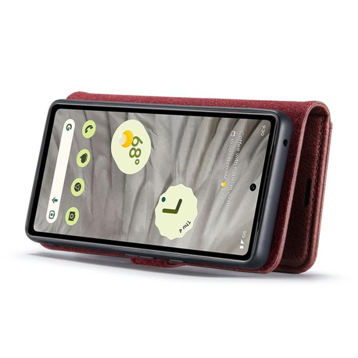 DG.MING - DG.MING Google Pixel 7a Fodral i Delbart Magnetiskt Läder - Röd