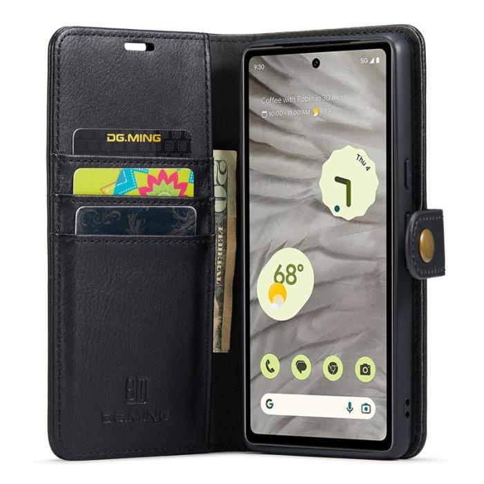 DG.MING - DG.MING Google Pixel 7a Fodral i Delbart Magnetiskt Läder - Svart
