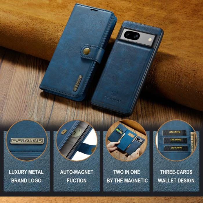 DG.MING - DG.MING Google Pixel 7a Fodral i Split Läder med Ställ - Blå