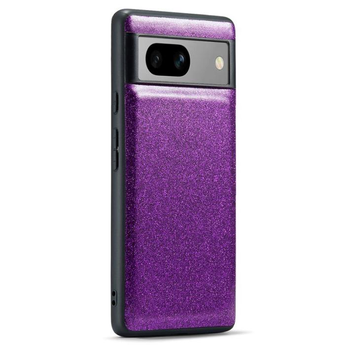 DG.MING - DG.MING Google Pixel 7a Skal Glitter PU Läder + PC + TPU Lila
