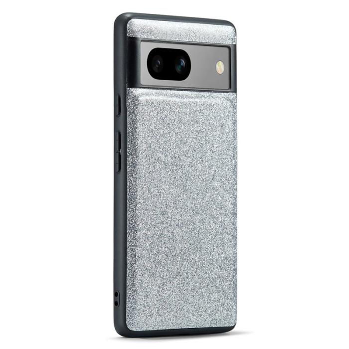DG.MING - DG.MING Google Pixel 7a Skal Glitter PU Läder + PC + TPU Silver