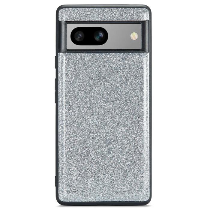 DG.MING - DG.MING Google Pixel 7a Skal Glitter PU Läder + PC + TPU Silver