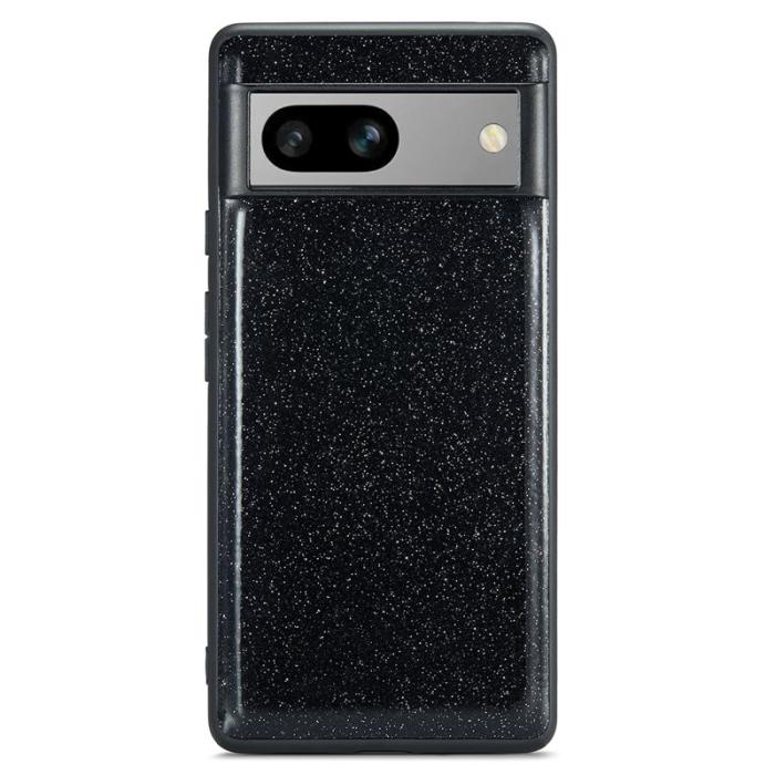 DG.MING - DG.MING Google Pixel 7a Skal Glitter PU Läder TPU Svart